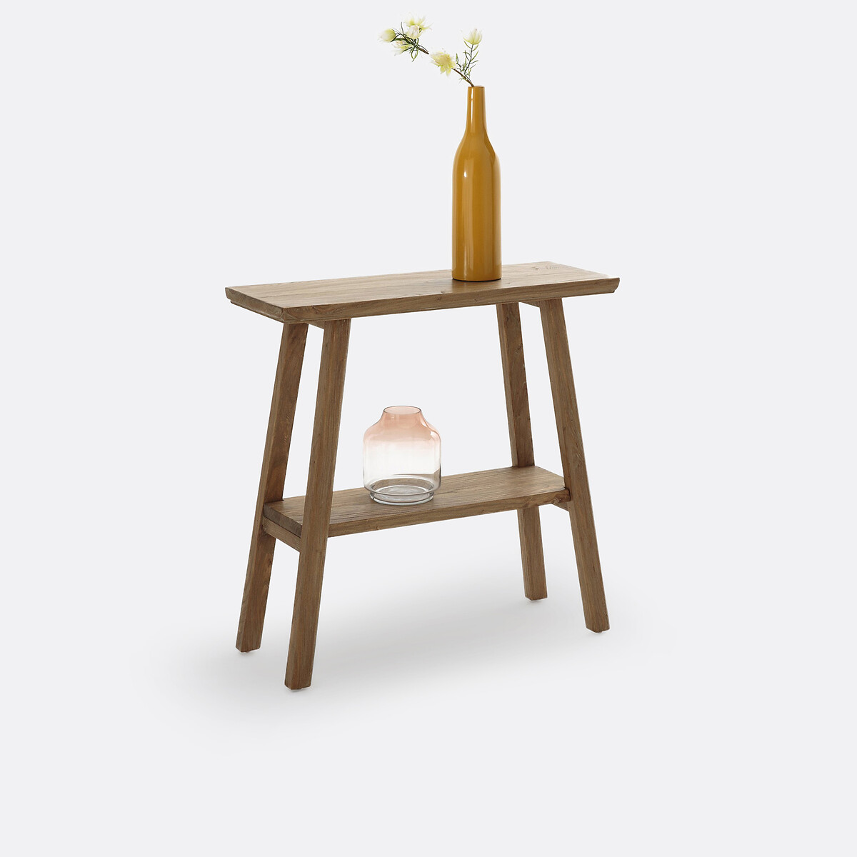 Console double plateau orme massif ASAYO naturel, LA REDOUTE INTERIEURS