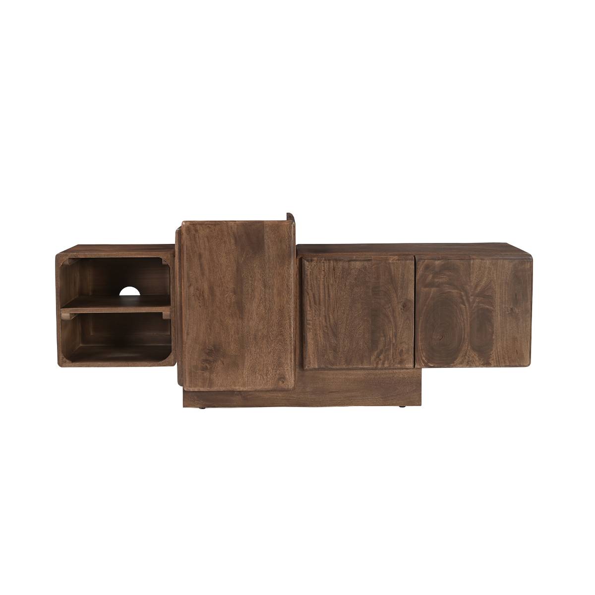 Meuble TV en bois de manguier LYSANDRE bois foncé, MADE IN MEUBLES 