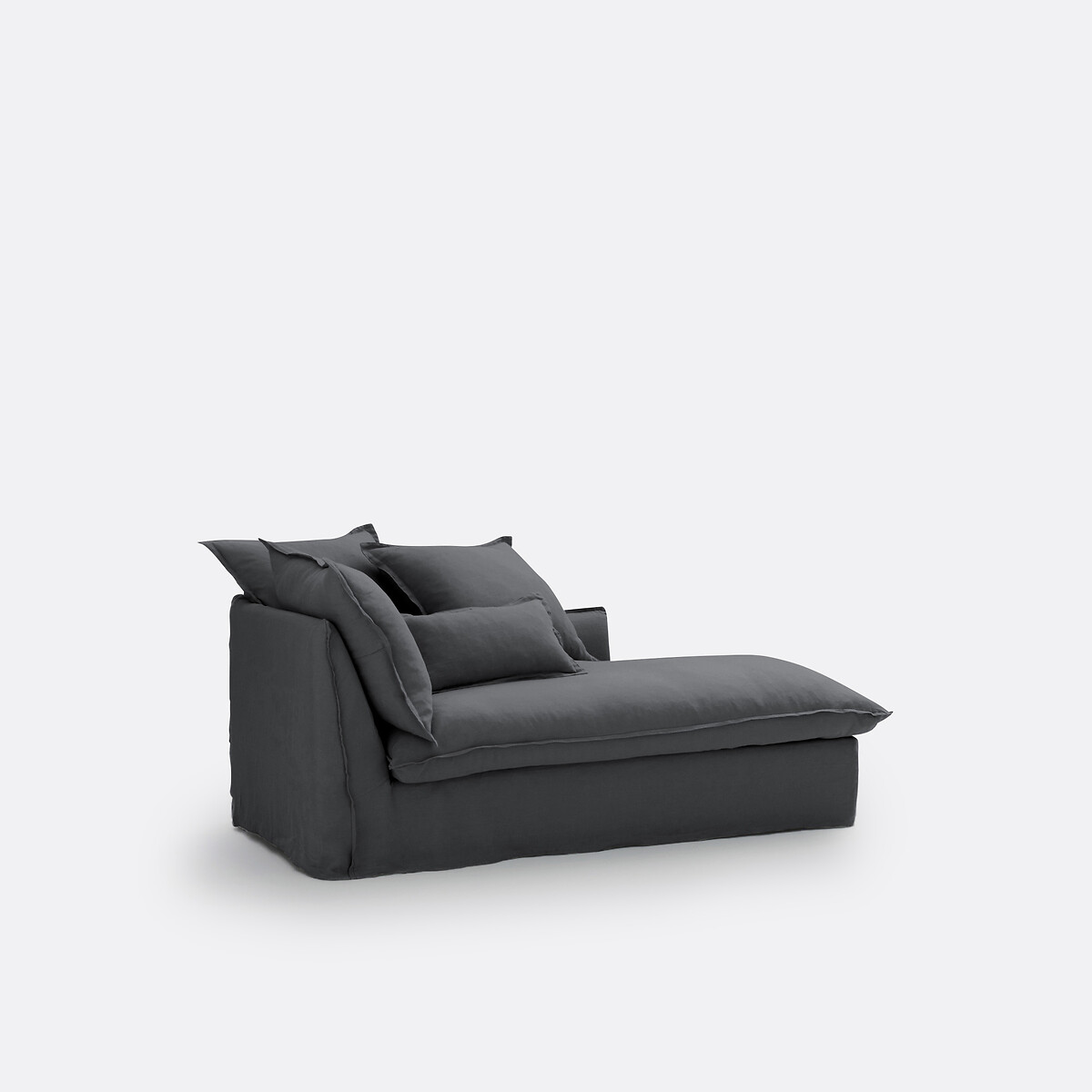 Méridienne, déhoussable, en lin froissé, ODNA anthracite, LA REDOUTE INTERIEURS
