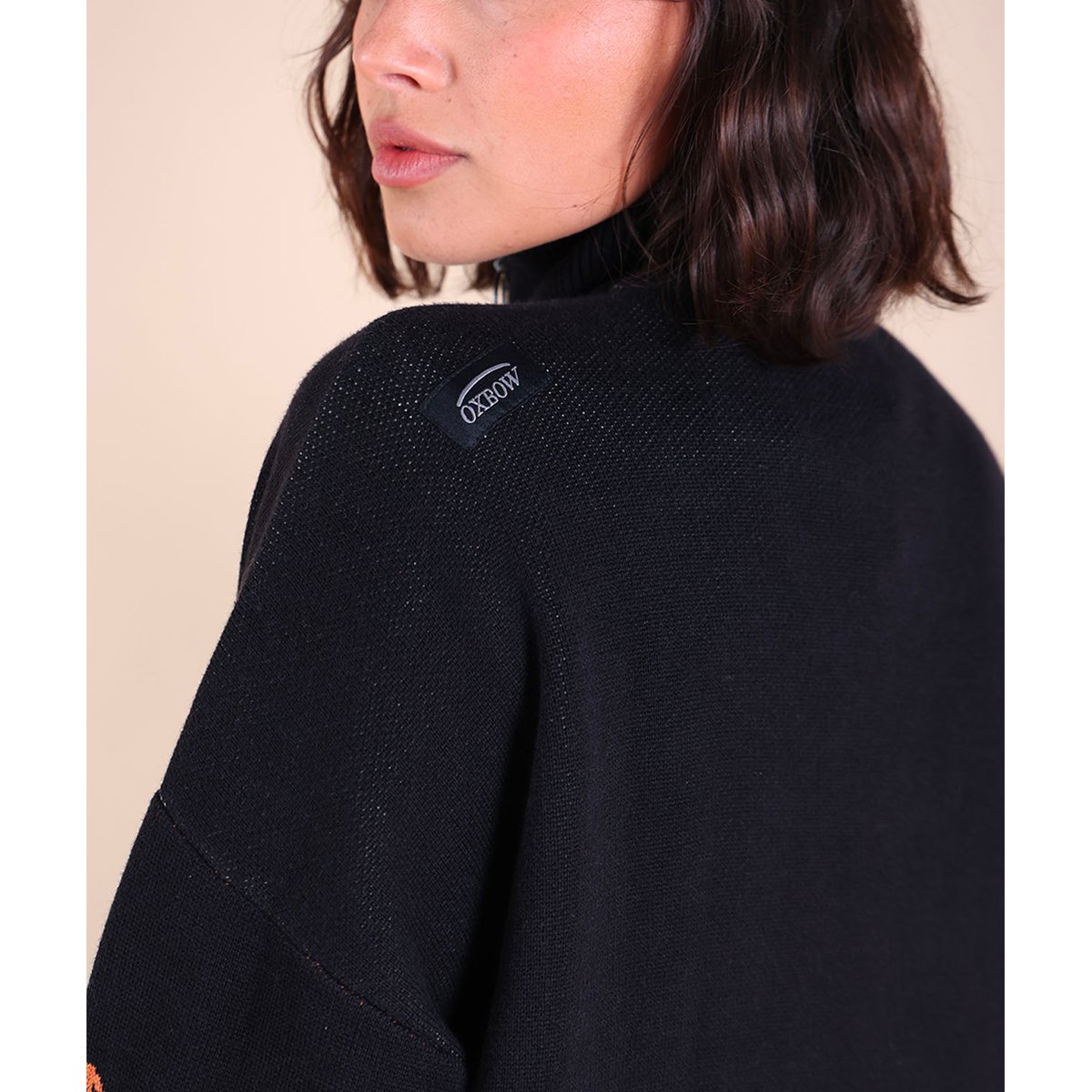 Robe en maille turtleneck demi zip SOUANE noir, OXBOW