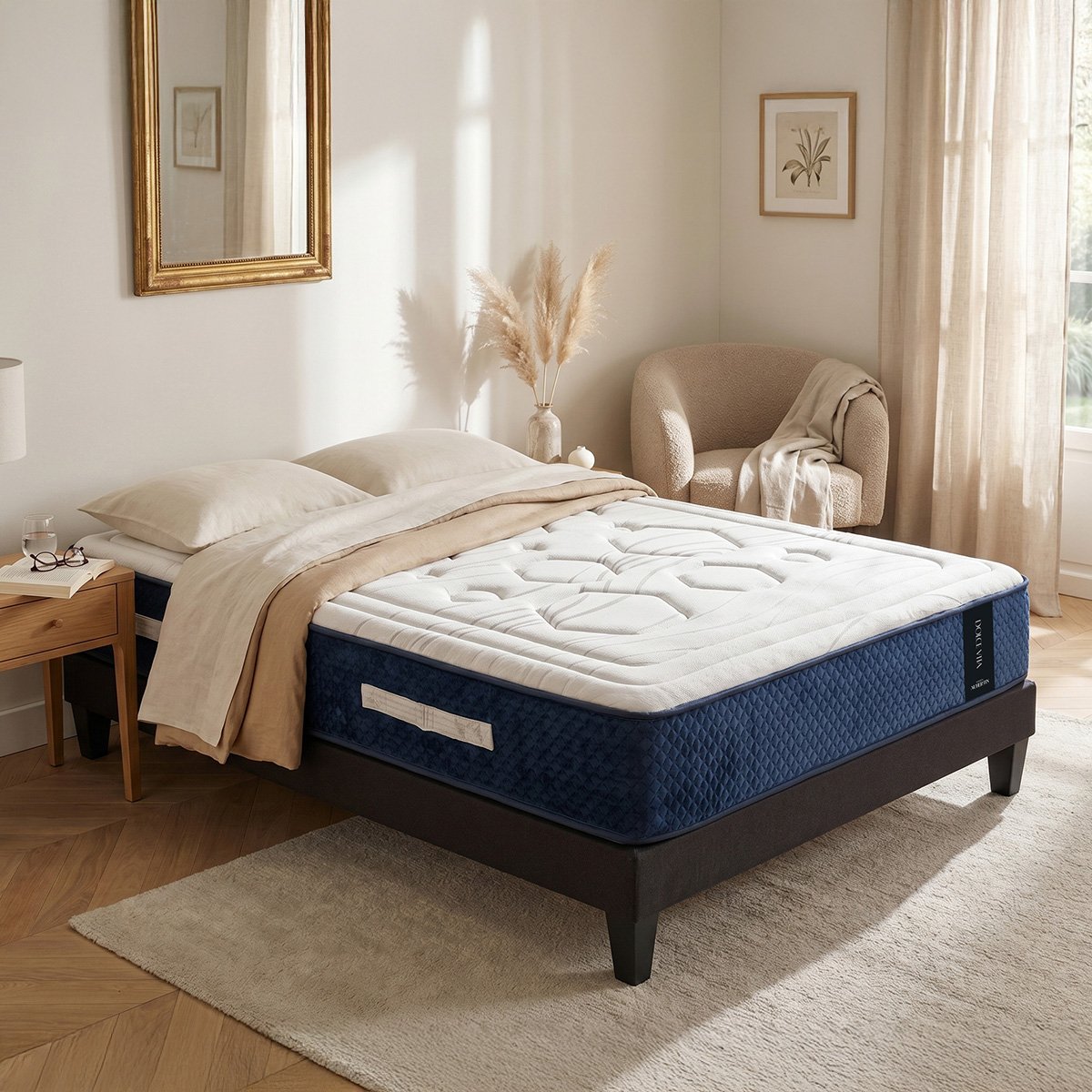 Matelas Ressorts ensachés et Mémoire de forme - 28 cm - DOLCE VITA blanc, MAISON AUBERTIN