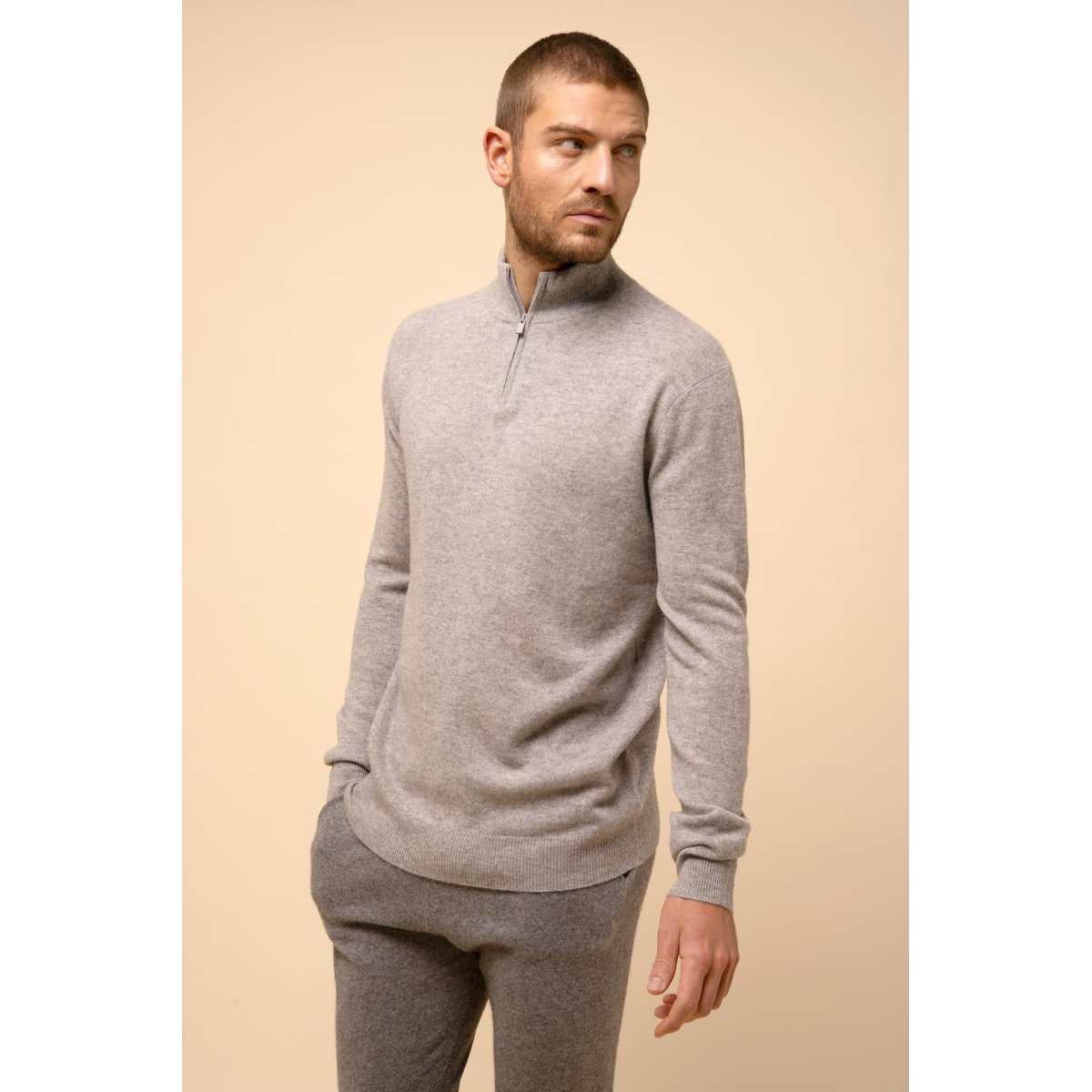 Pull Camionneur Nuage Chiné Bradley gris chiné, JUST CASHMERE