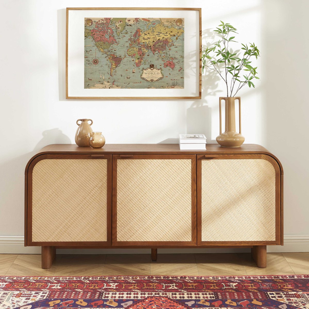 Buffet 3 portes en cannage LUA frêne, SORELH