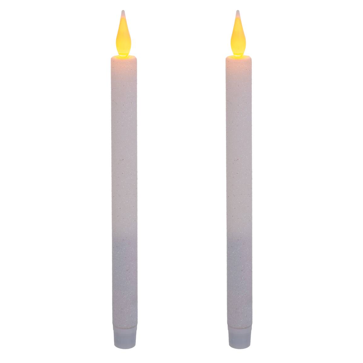 Lot de 2 bougies baton LED pailletées blanc multicolore, FEERIC LIGHTS & CHRISTMAS