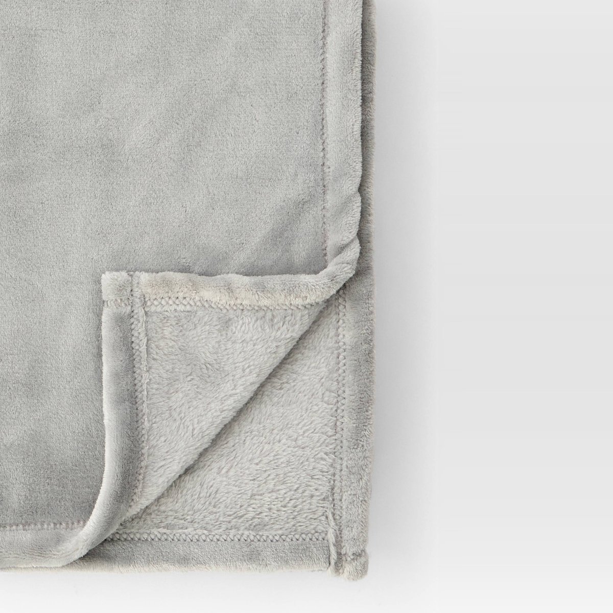 Plaid microfibre uni, 130x170cm, polyester recyclé gris, MONOPRIX MAISON