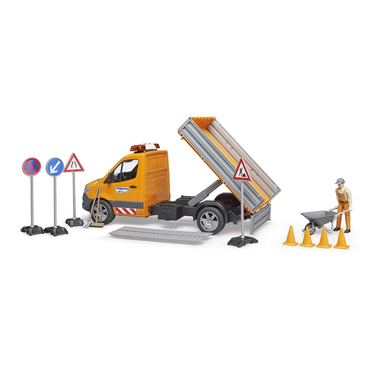 Camion municipal Mercedes Benz Sprinter avec conducteur, accessoires et module son et lumière multicolore, BRUDER