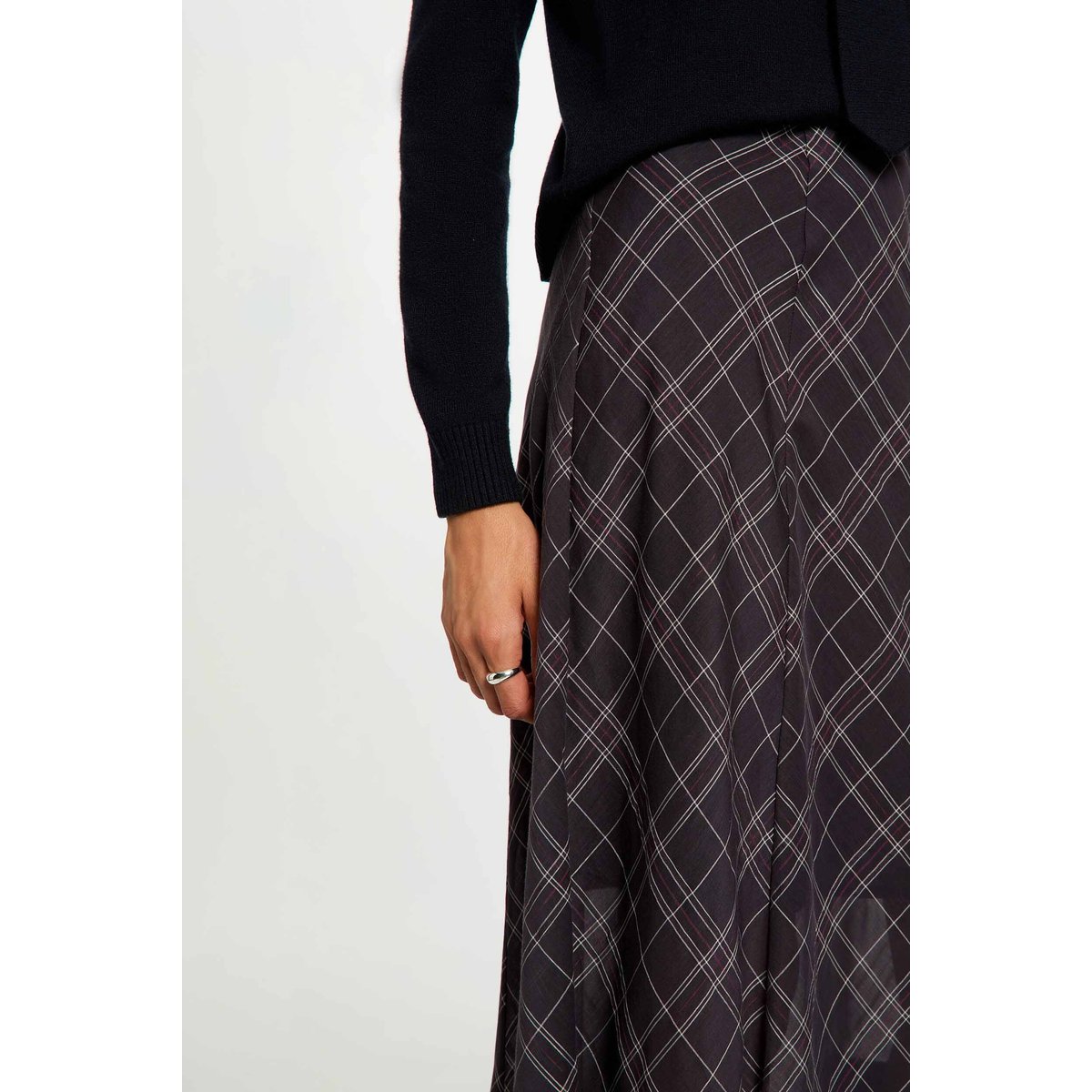 Jupe midi taille haute multicolore, MORGAN