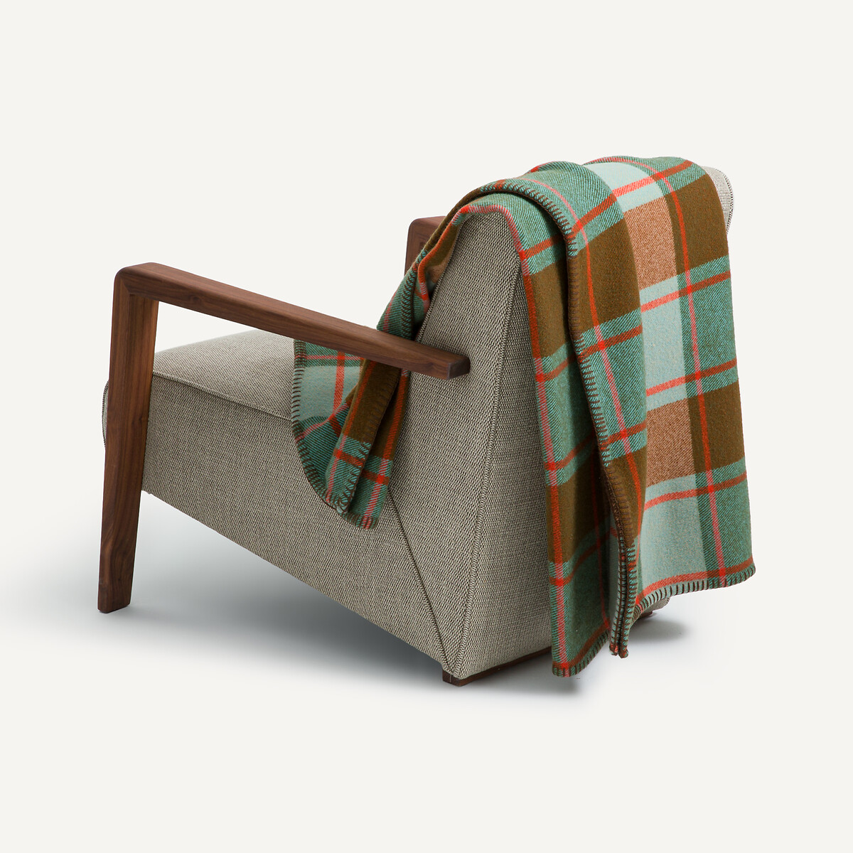 Plaid à carreaux en laine, Kaspi carreaux céladon, AM.PM
