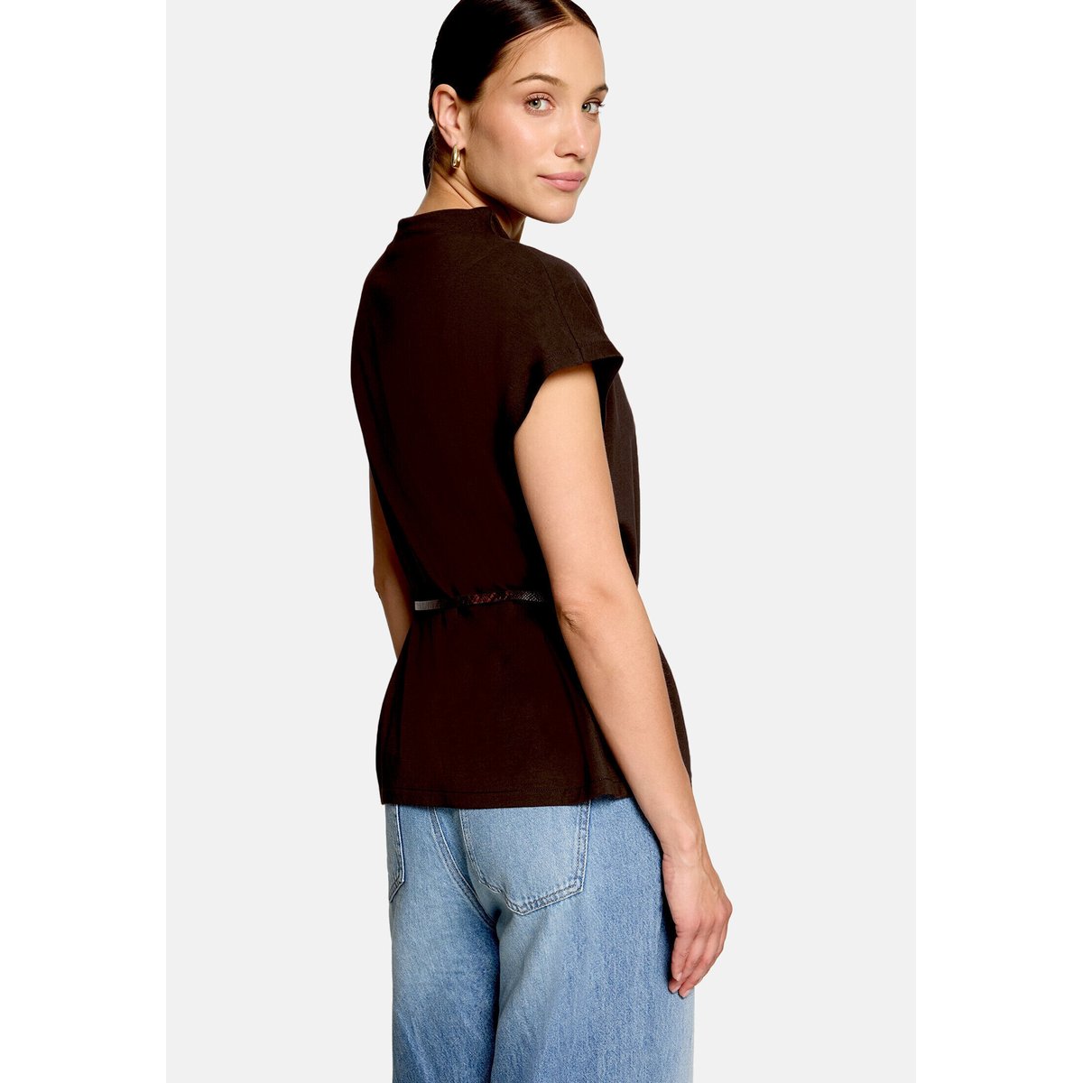T-shirt à manches courtes à ceinture chocolate plum, ZERO