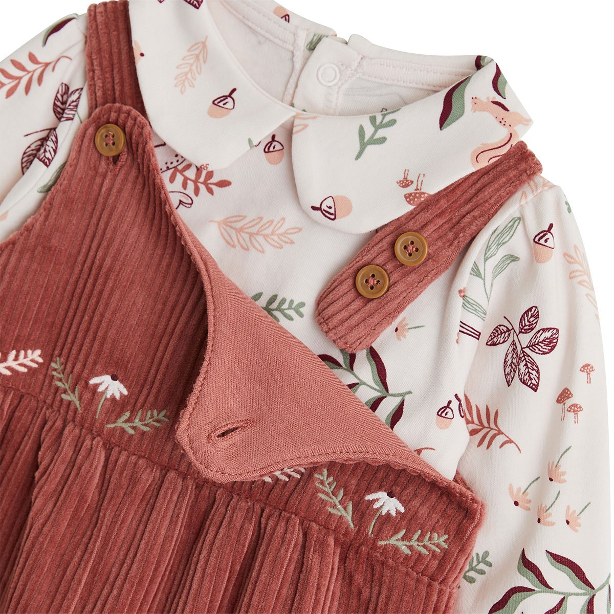 Ensemble salopette bébé en velours côtelé et t-shirt Evie rose, PETIT BEGUIN