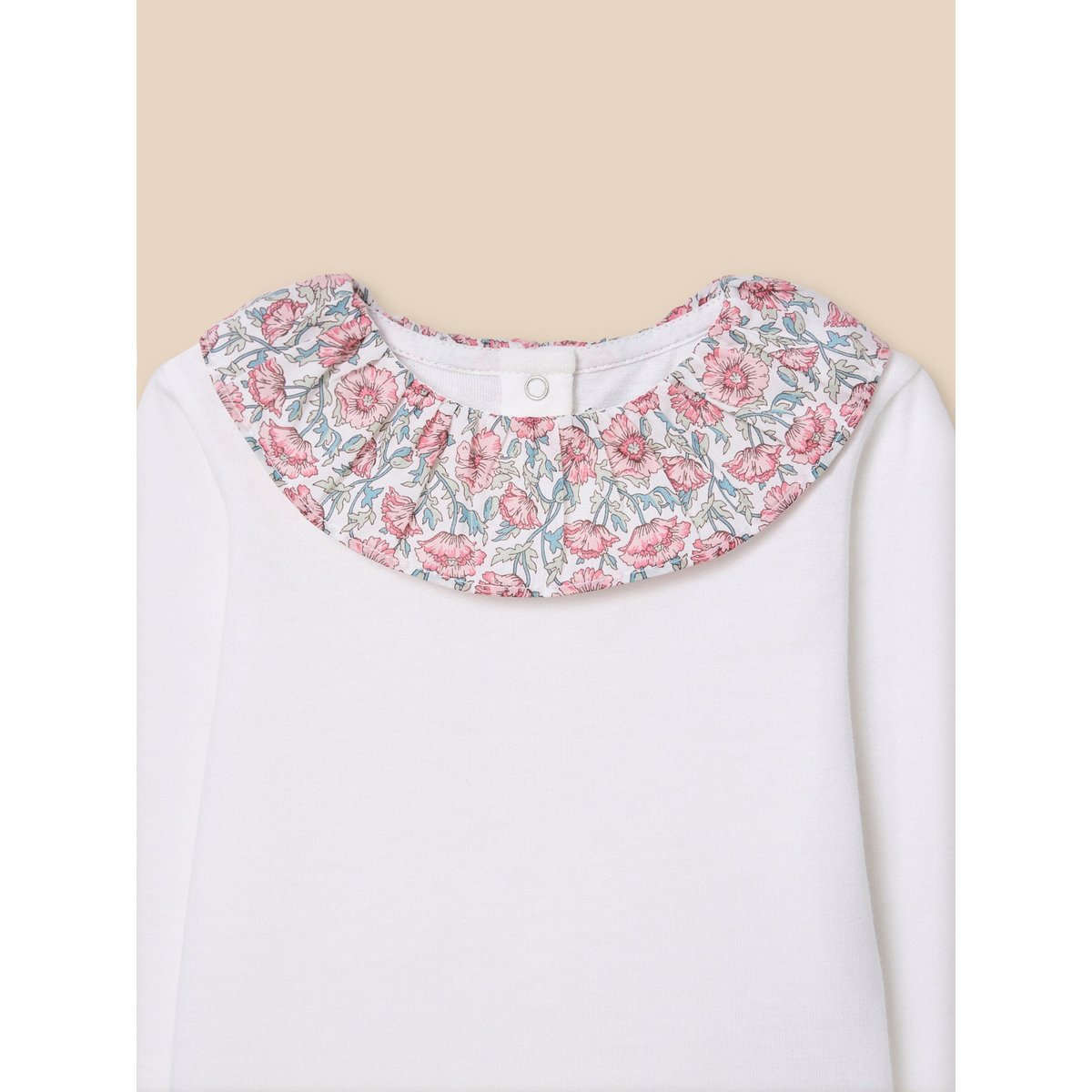 T-shirt col en tissu Liberty - coton biologique liberty astell reece, CYRILLUS