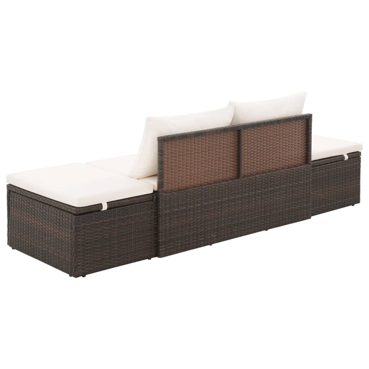 Lit de jardin en résine tressée avec coussin marron foncé, HOME MAISON