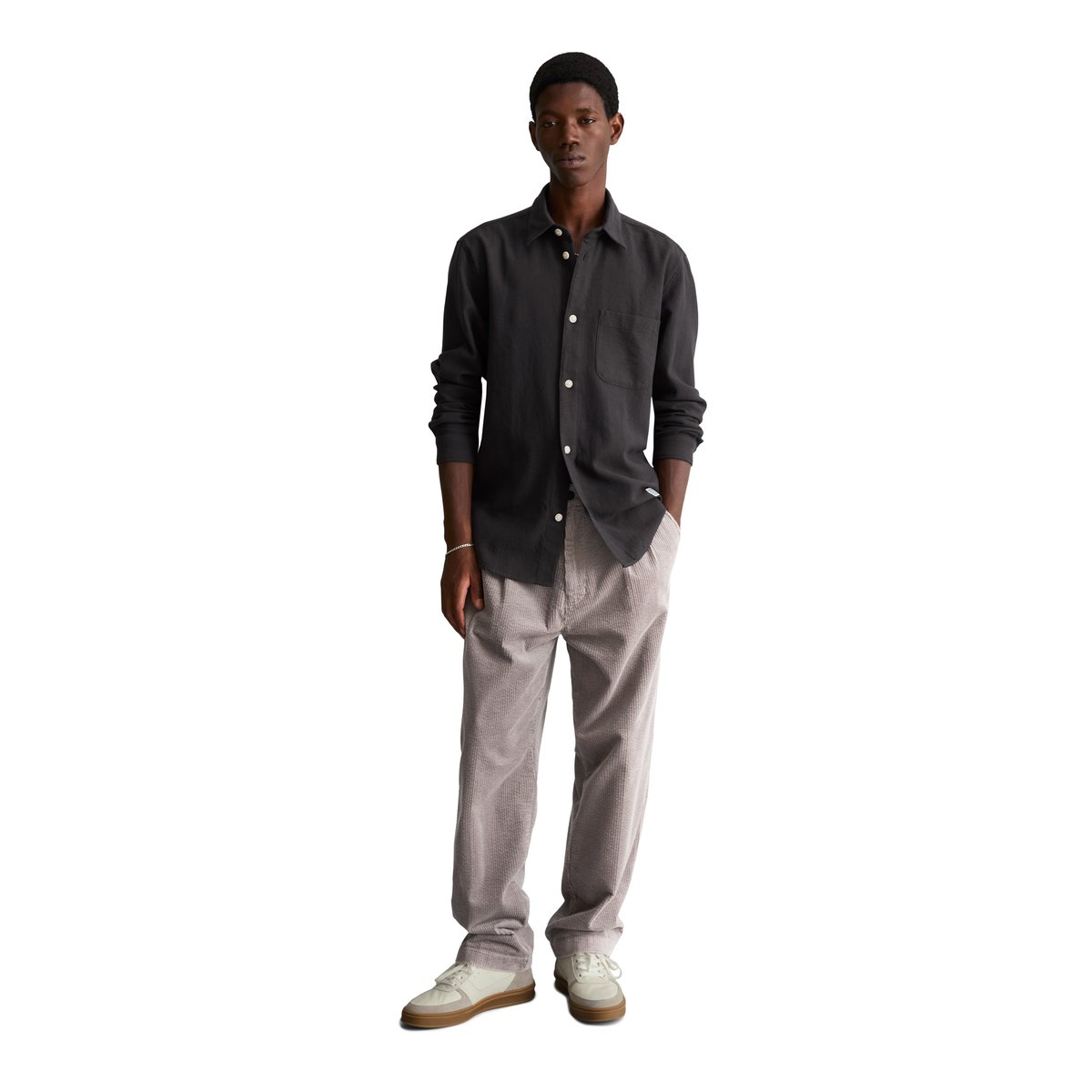 Chemise coupe classique en twill de coton bio doux noir, MARC O’POLO DENIM