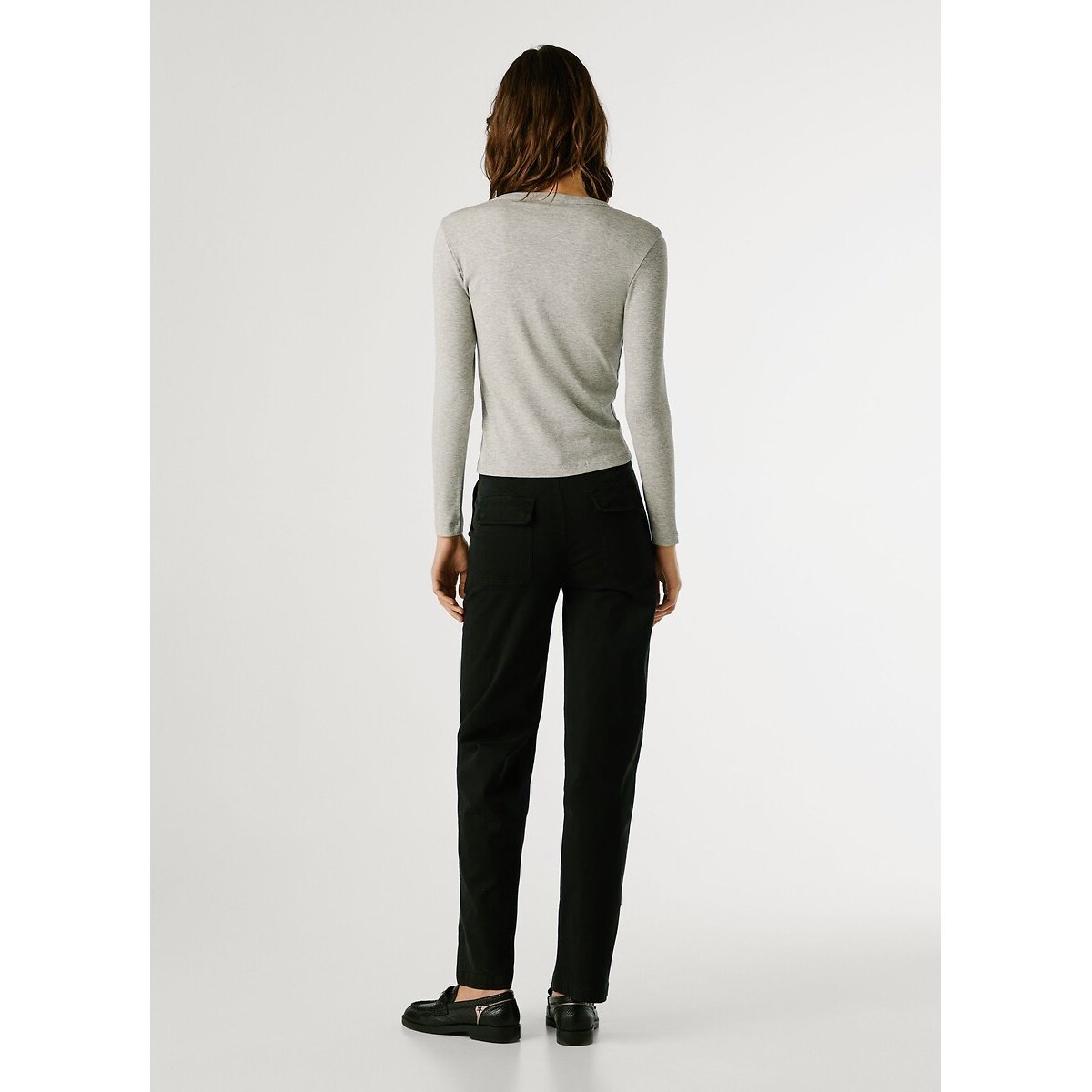 T-shirt manches longues, petit logo gris, PEPE JEANS