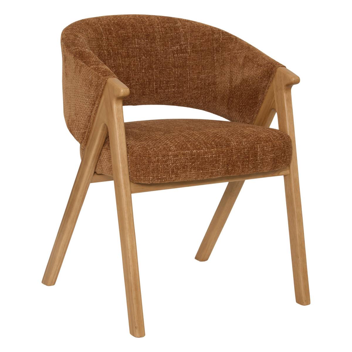 Fauteuil de table en hévéa AMZA bronze, ATMOSPHERA
