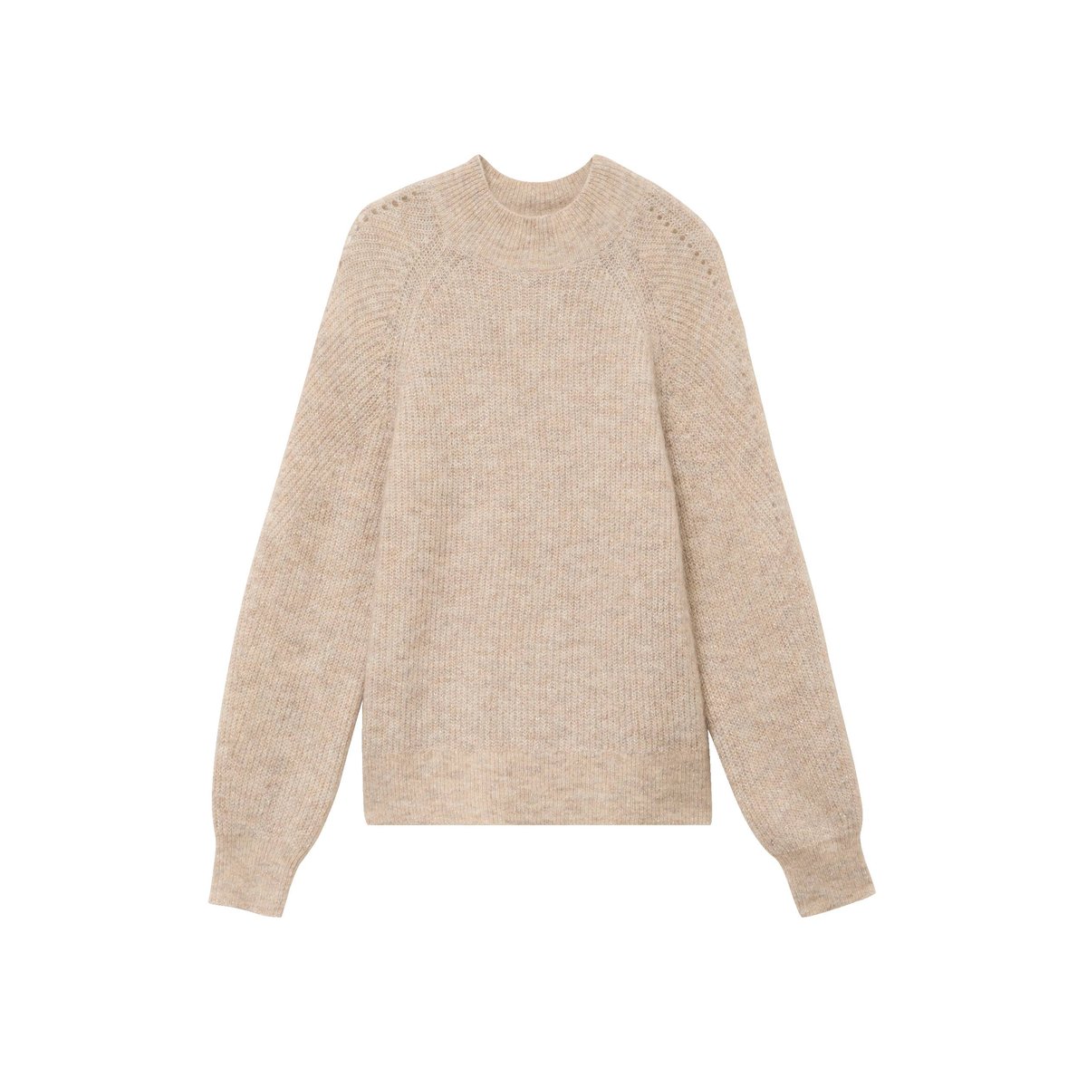 Pull droit col montant manches longues beige, BREAL