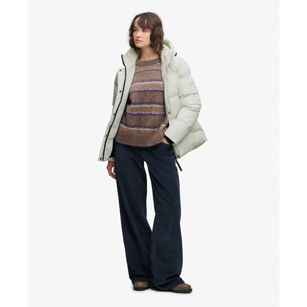 Doudoune Sport à Capuche blanc cassé, SUPERDRY
