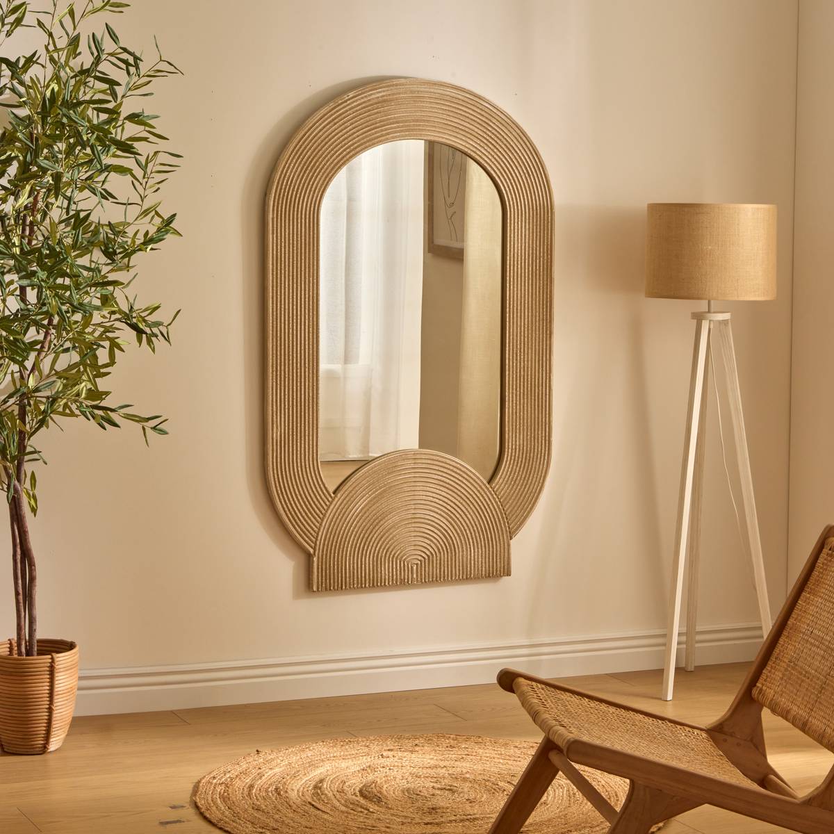 Miroir ovale ANOUK marron, ATMOSPHERA