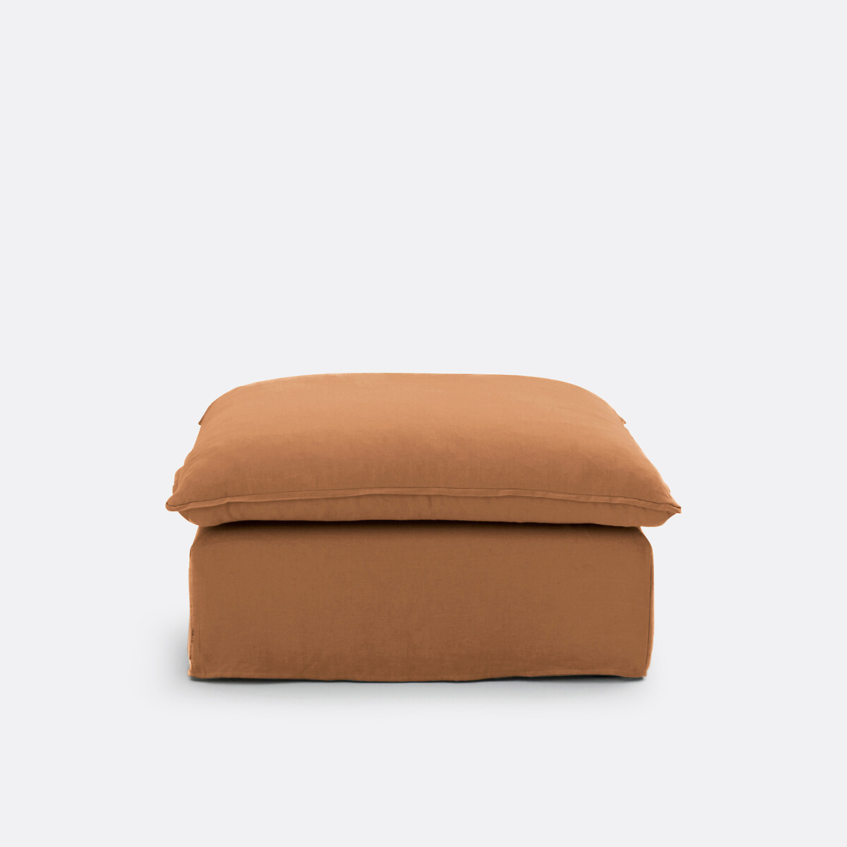 Poef, afneembare hoes, gekreukt linnen, ODNA tabak, LA REDOUTE INTERIEURS