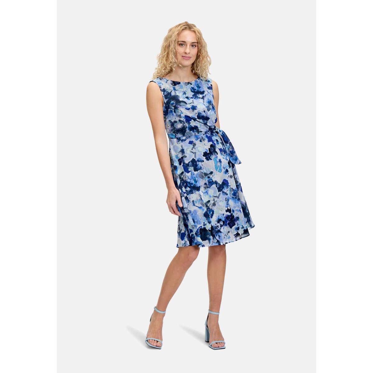 Robe de cocktail à ceinture à nouer bleu foncé/bleu, VERA MONT