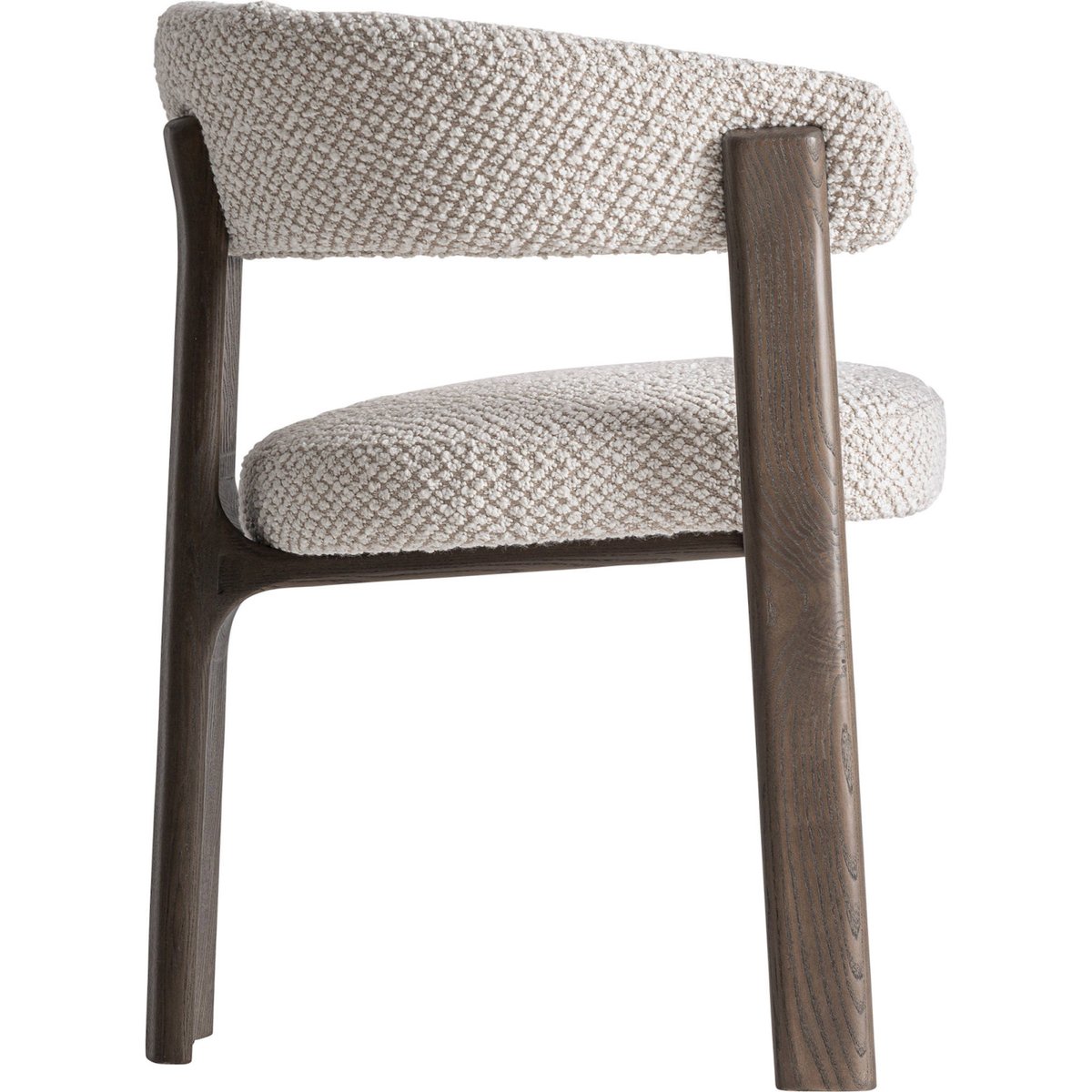 Chaise contemporaine en frêne rembourrée beige écru et brun, RECOLLECTION