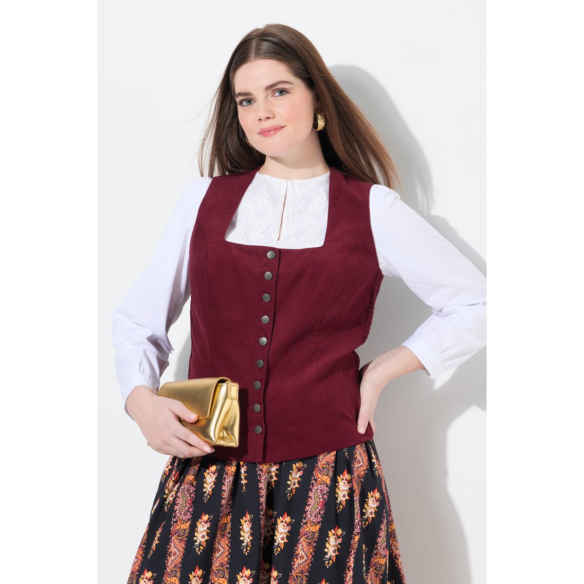 Bustier inspiré du costume traditionnel rouge vin, ULLA POPKEN