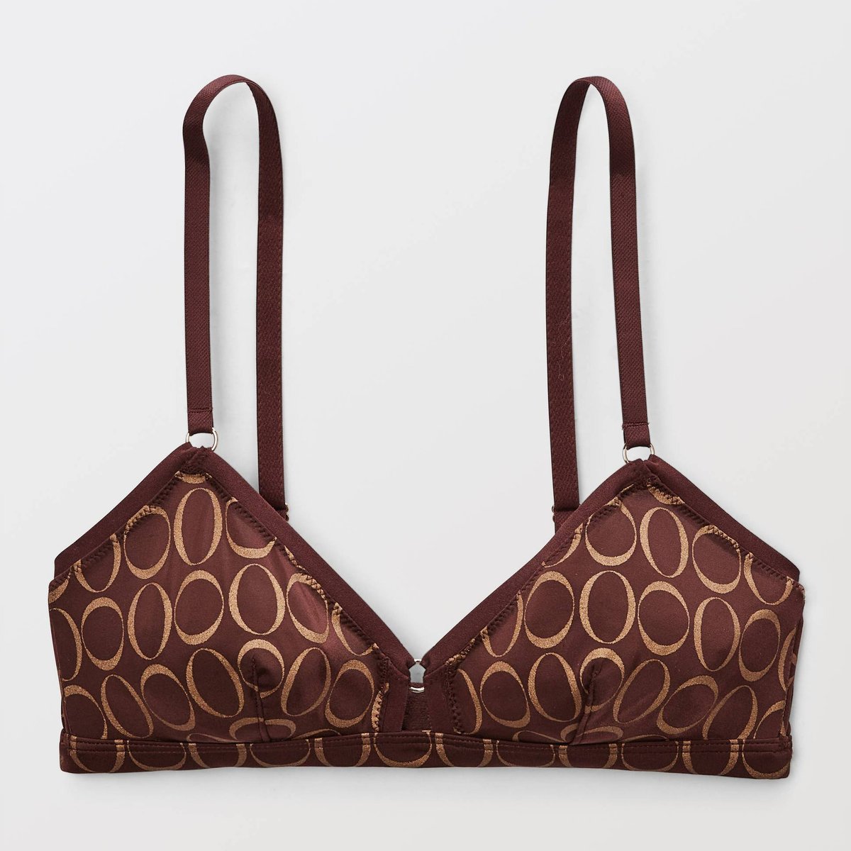 Soutien-gorge triangle FLORA en microfibre imprimée chataigne, MONOPRIX