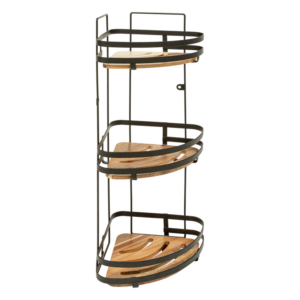 Étagère de douched'angle 3 niveaux en acacia BLACKACIA noir, 5FIVE SIMPLY SMART