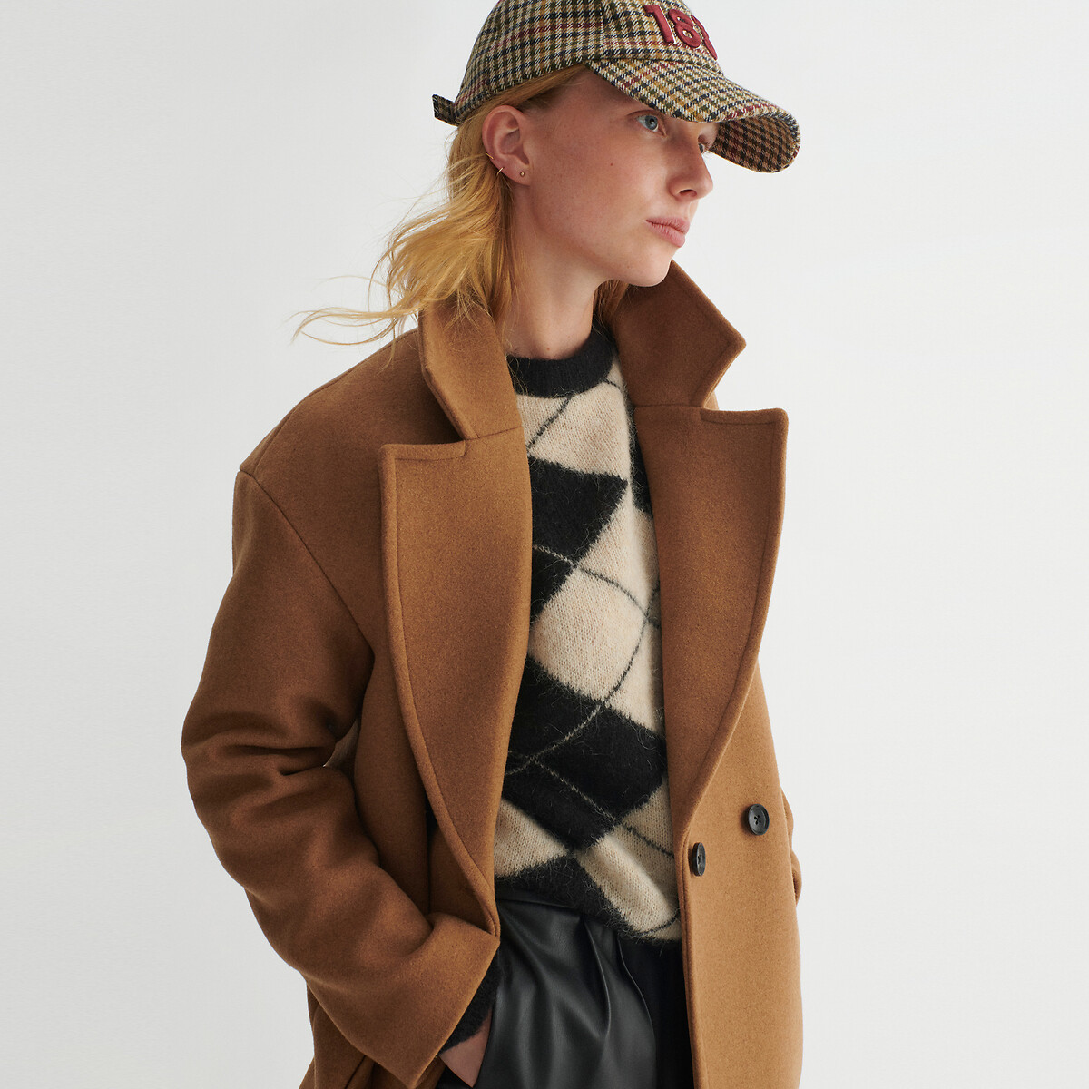 Manteau drap laine mélangée, Signature BARNABE rouge, LA REDOUTE COLLECTIONS