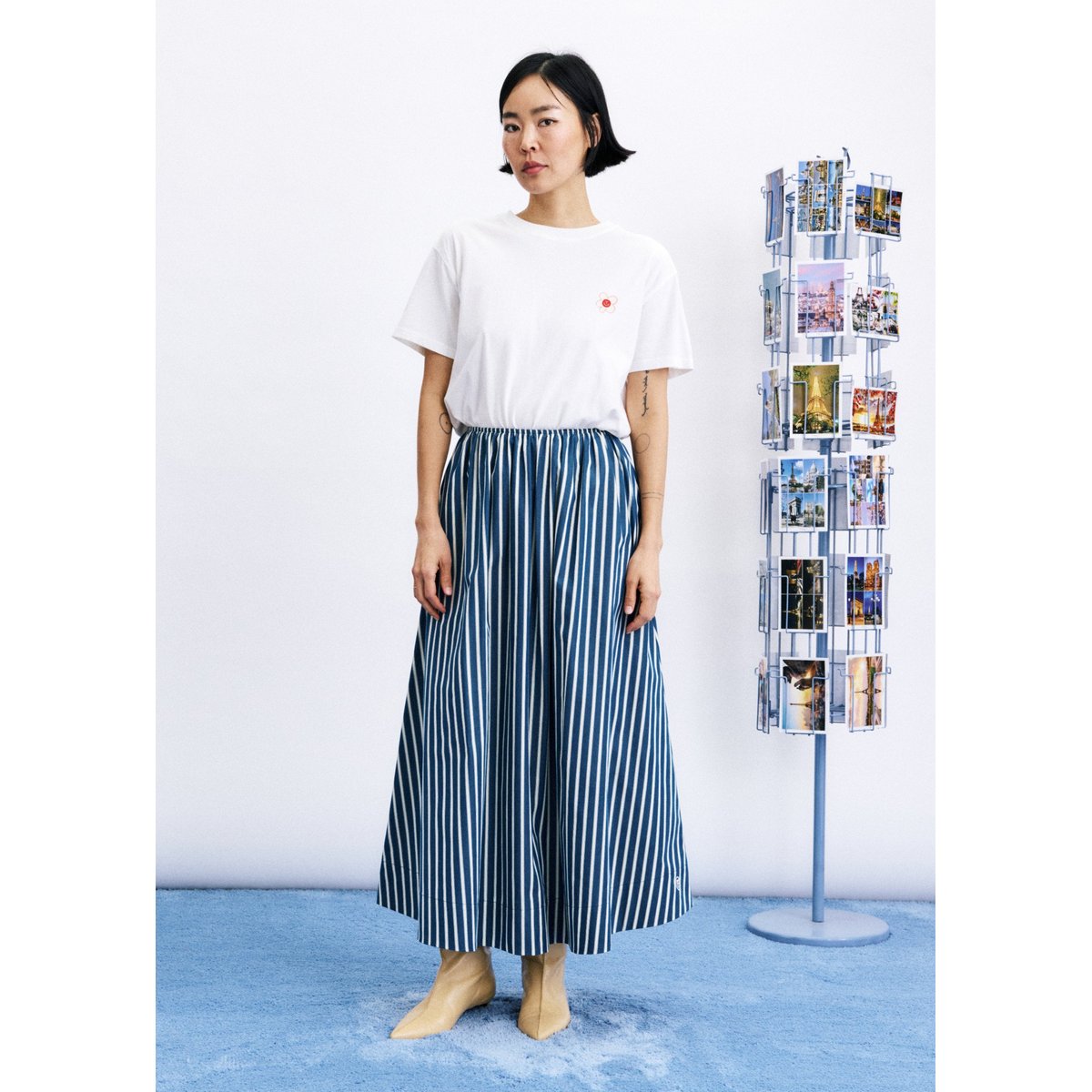 Jupe Kimolos en coton KIMOLOS bleu petrole, FRNCH