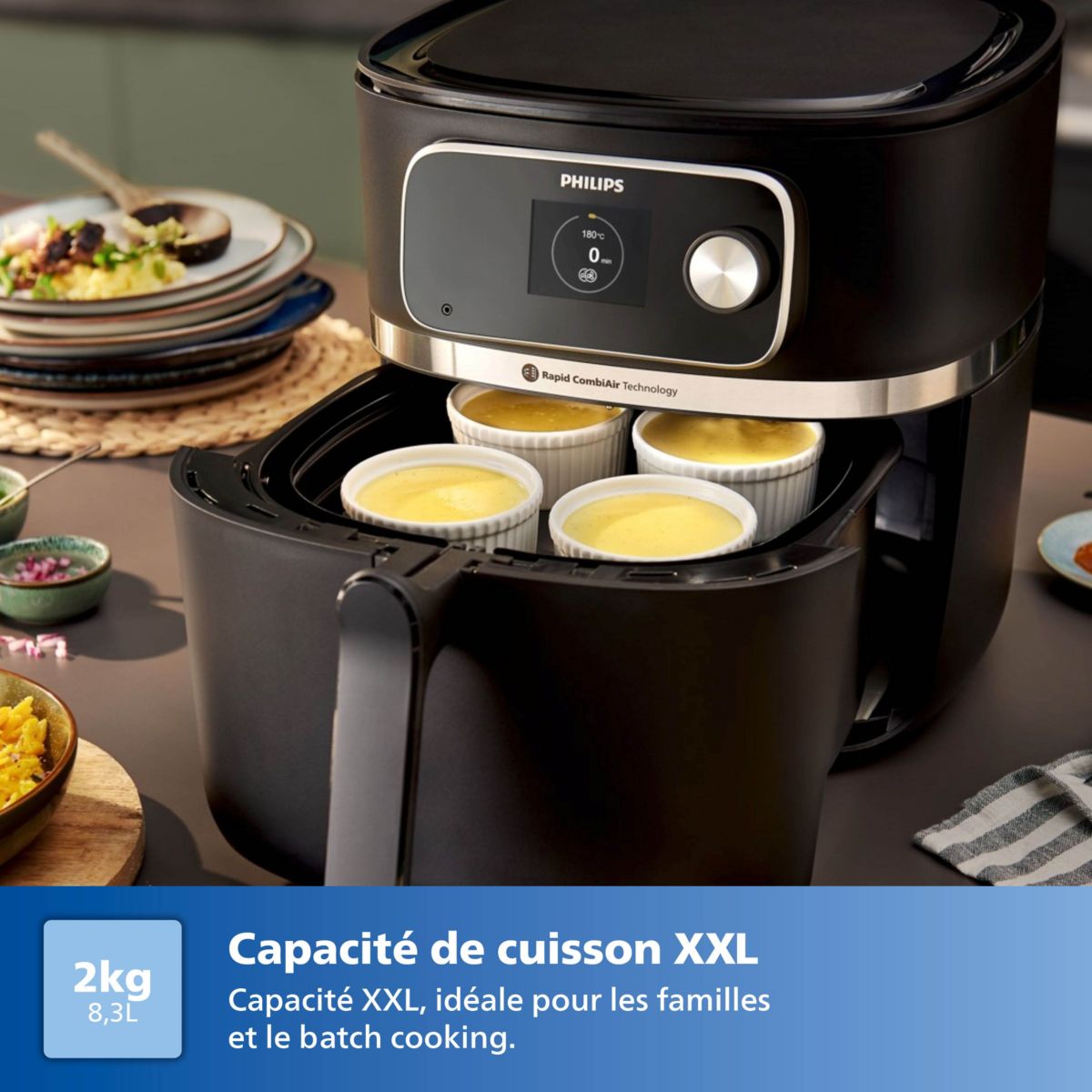 Airfryer HD9880/90 friteuse sans huile connectée Noir, Série 5000 8.3L couleur unique, PHILIPS