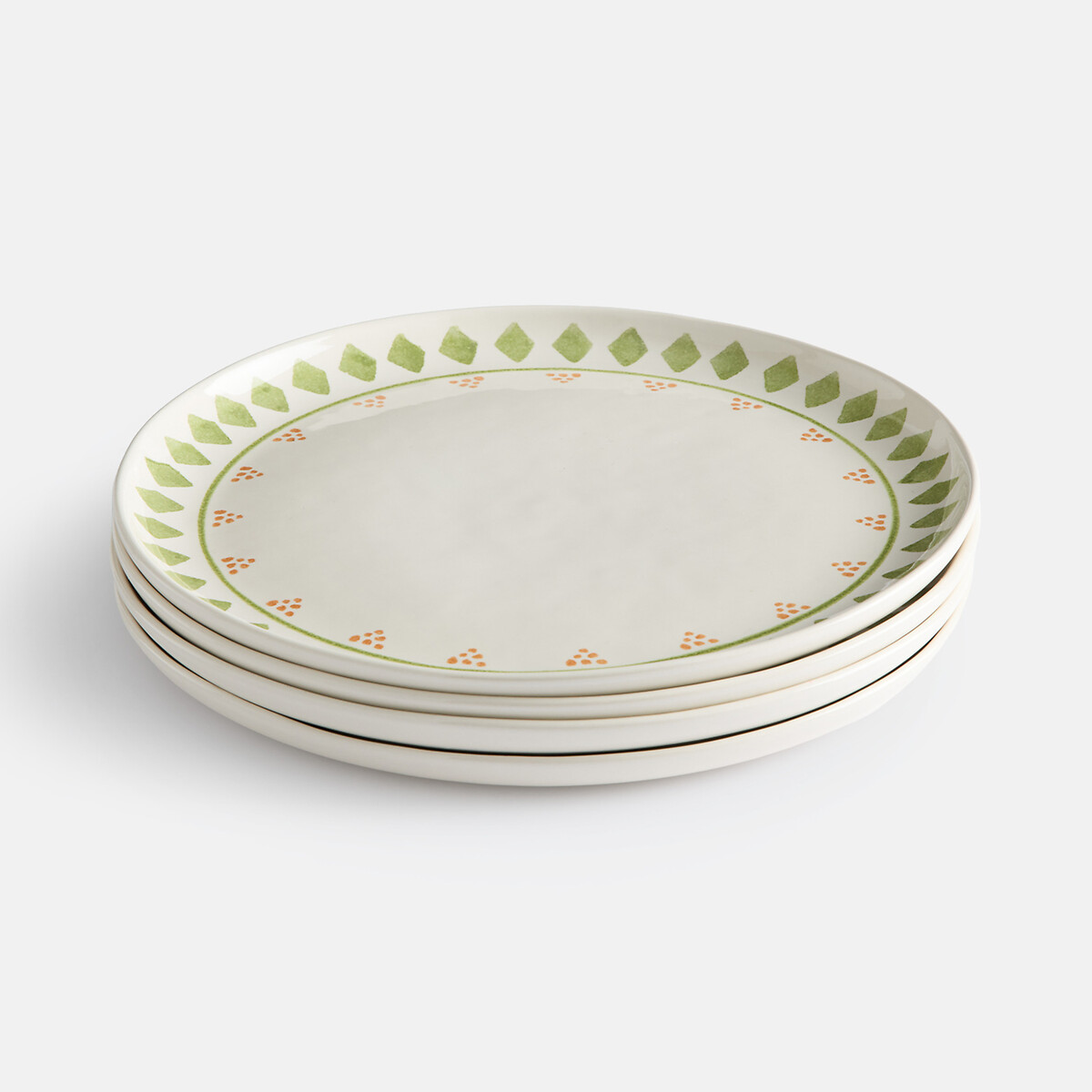 Set van 4 borden van aardewerk, LIMAO palmboomprint, LA REDOUTE INTERIEURS