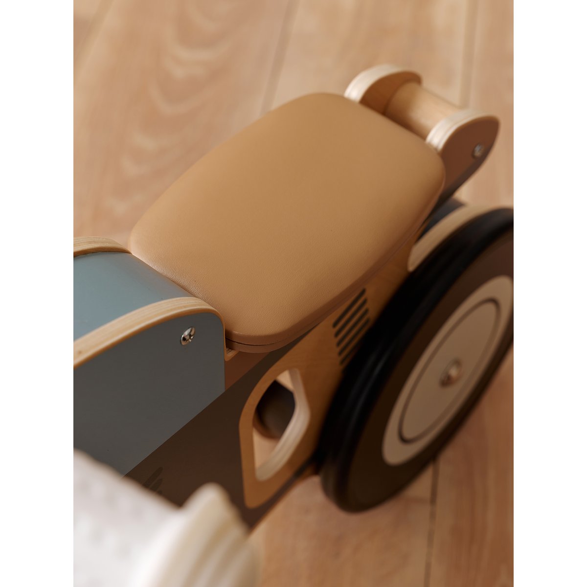 Porteur moto en bois FSC® bleu, VERTBAUDET