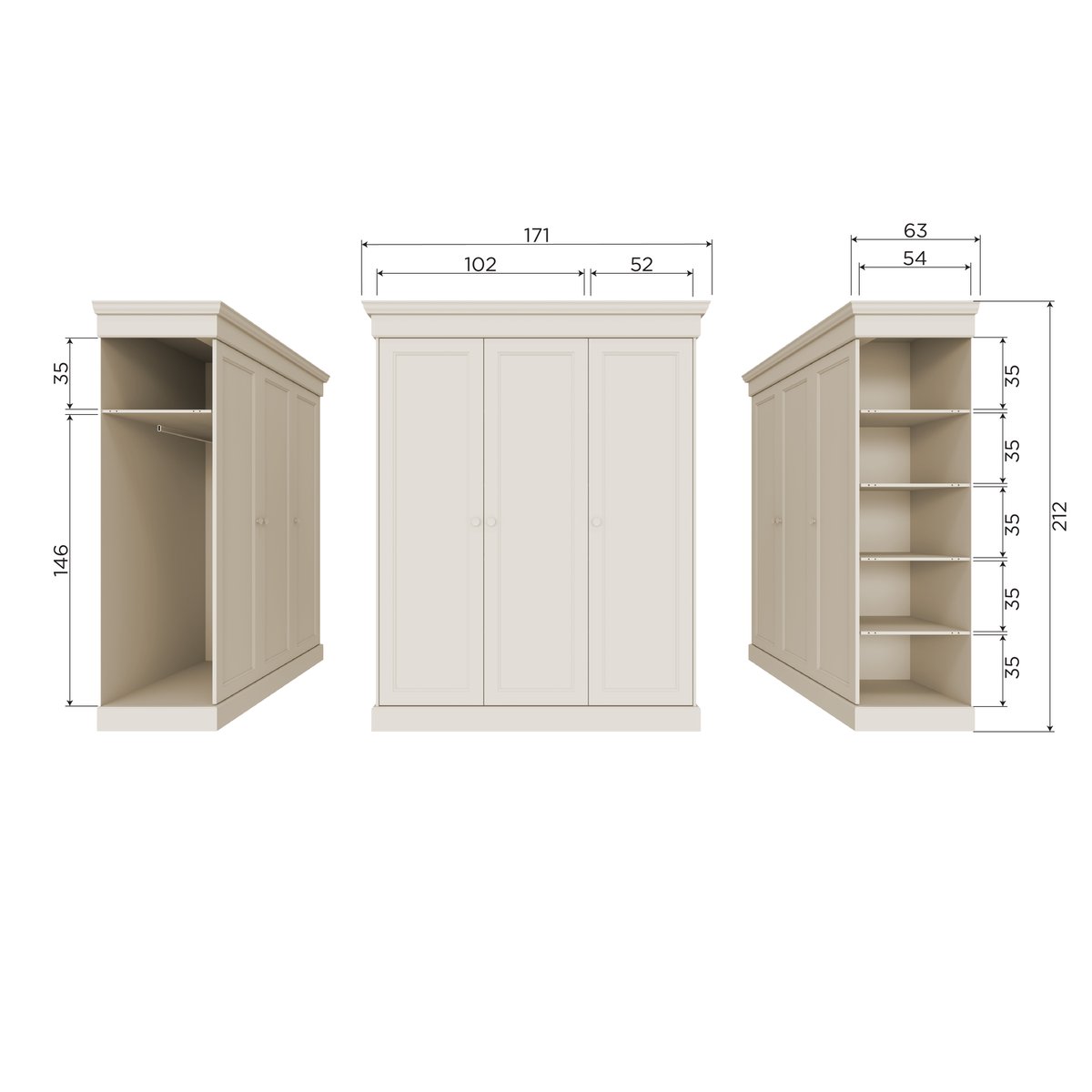 Armoire penderie en pin OLIVIA dust, WOOOD