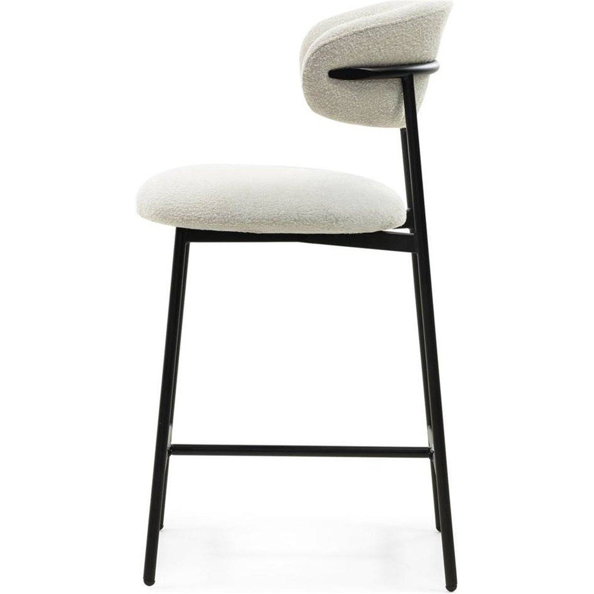 Tabouret de bar bouclette collection LORO crème et noir, RECOLLECTION