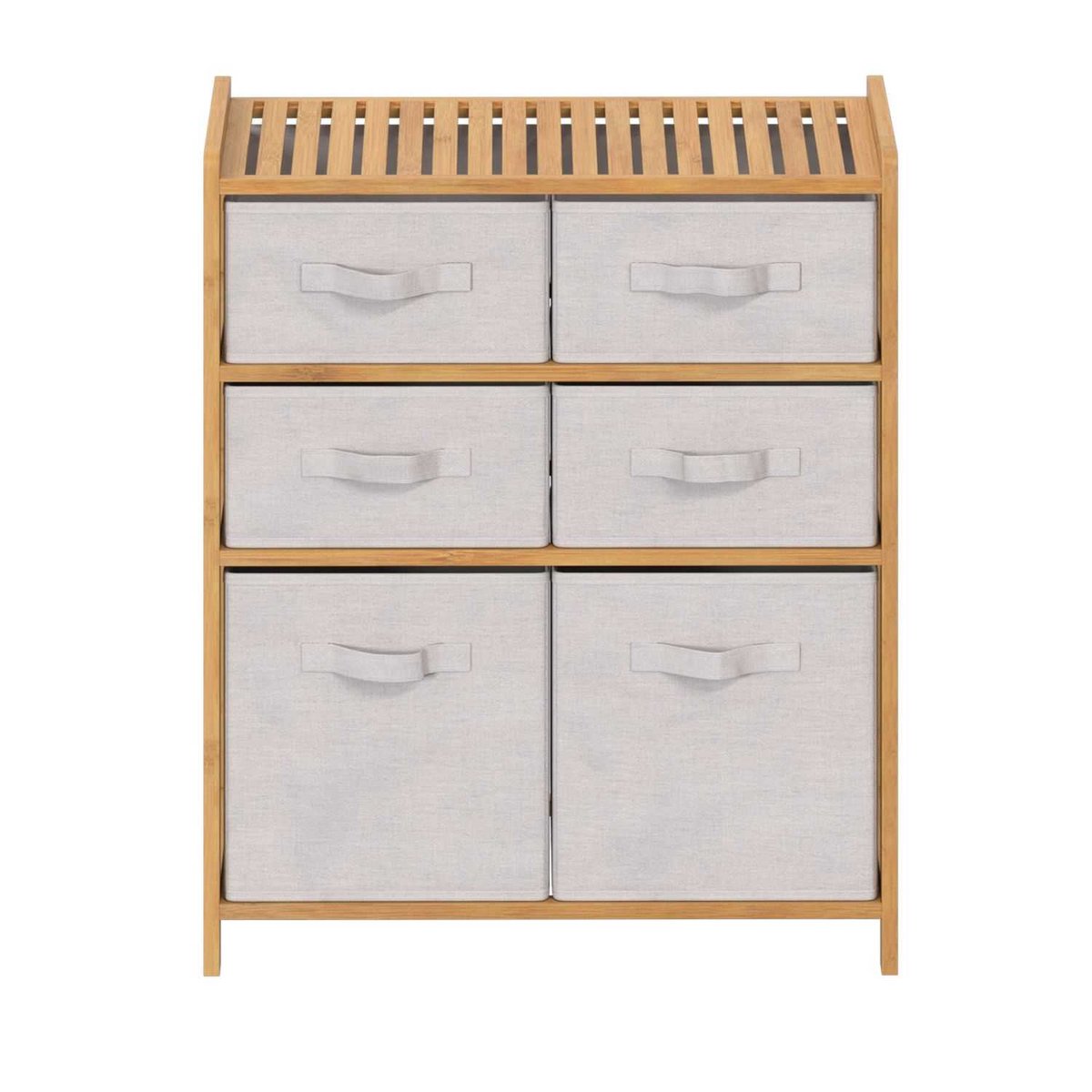 Meuble étagère double en bambou 6 paniers de rangement MIX'N MODUL marron, ATMOSPHERA