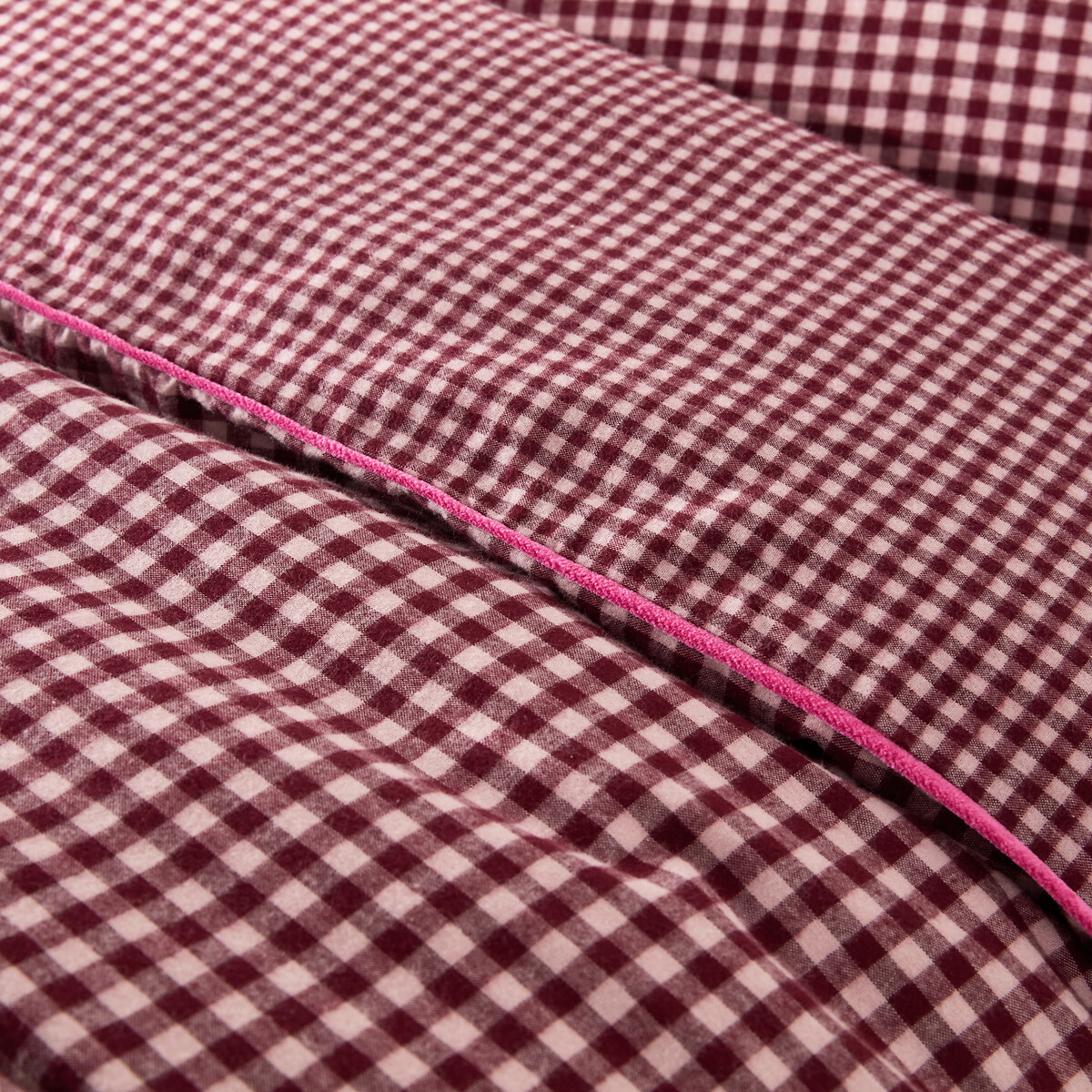 Funda nórdica infantil, en franela de algodón, de cuadros, VICHY FLANELLE cuadros burdeos, LA REDOUTE INTERIEURS