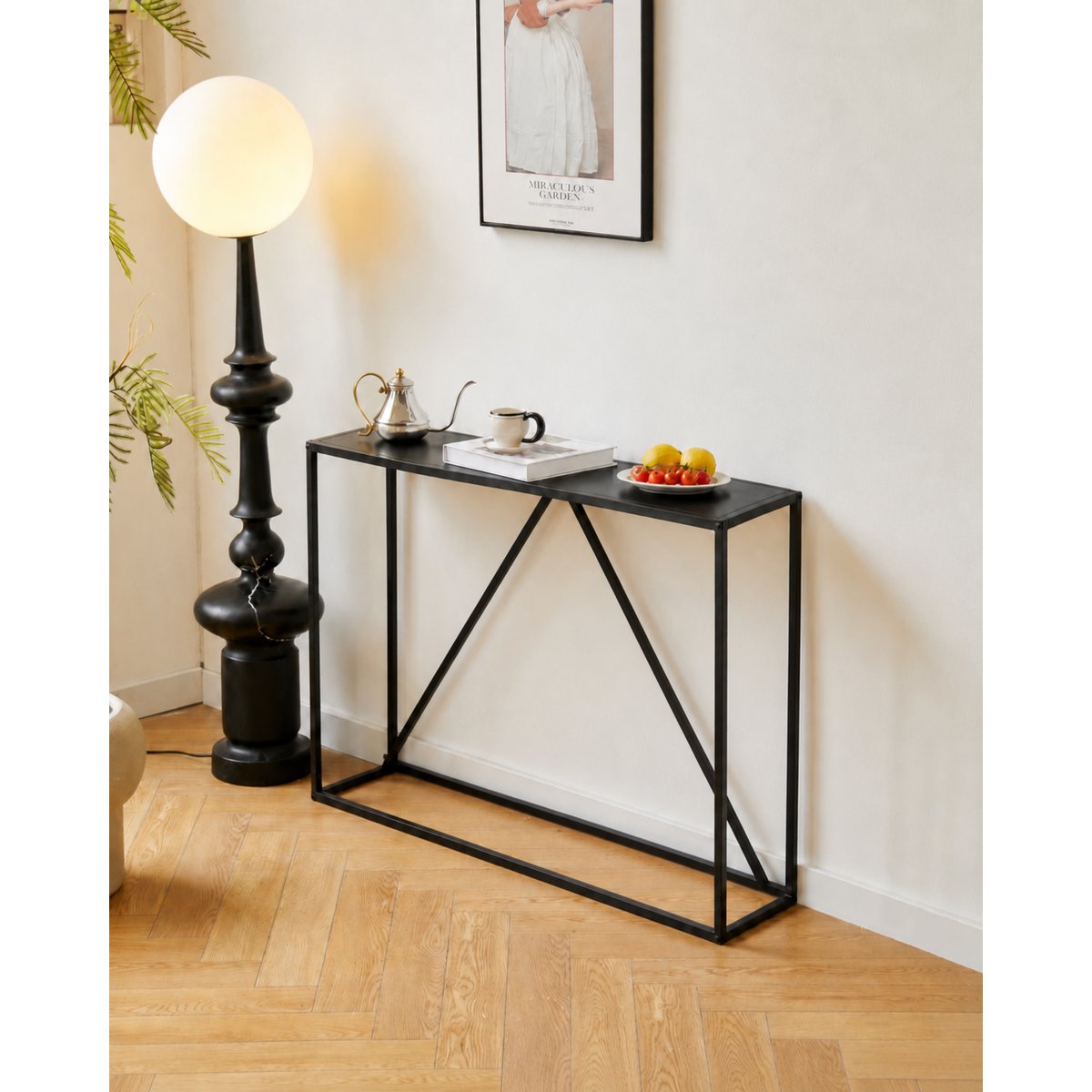 Console style industriel, métal, SOLNA noir, NORDLYS