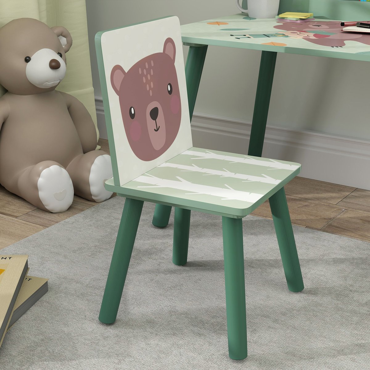 Ensemble table et chaises pour enfants MDF vert émeraude, AIYAPLAY