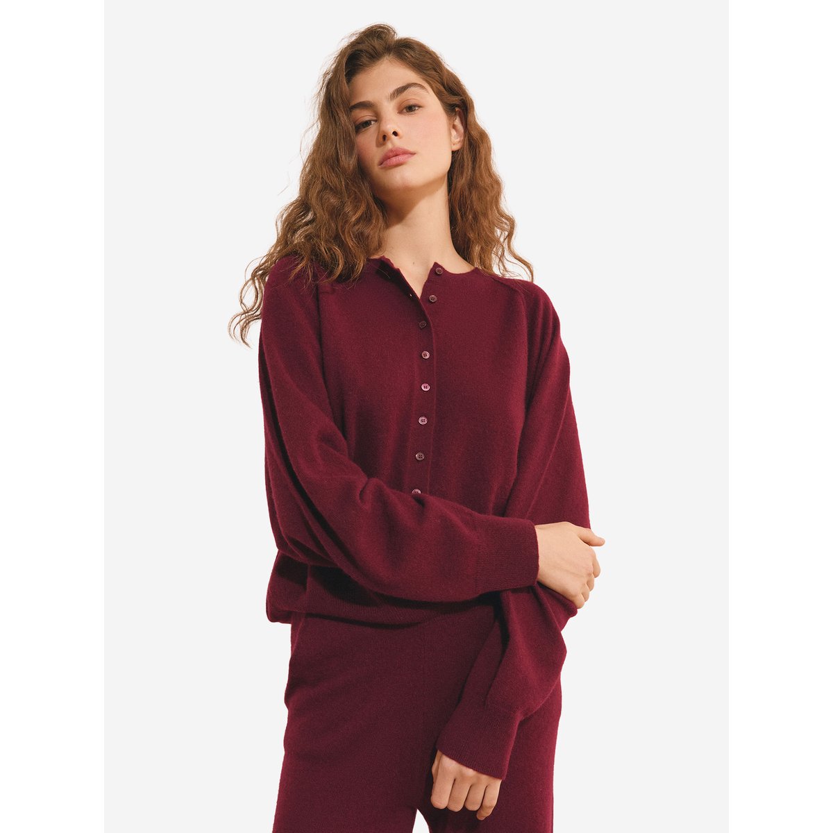 Pull col tunisien 100% cachemire LEANA bordeaux grenat, ETAM