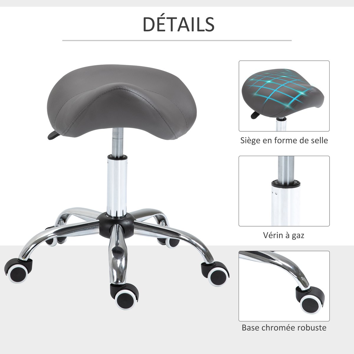 Tabouret de salon Métal Gris gris, HOMCOM