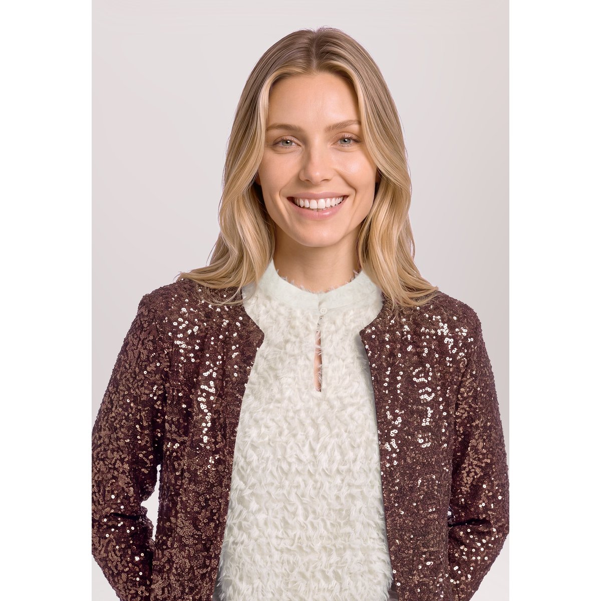 Blouson à paillettes noir/marron, BETTY & CO
