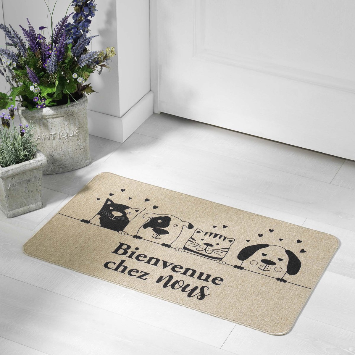 Tapis Bienvenue chez nous marron, EDEN