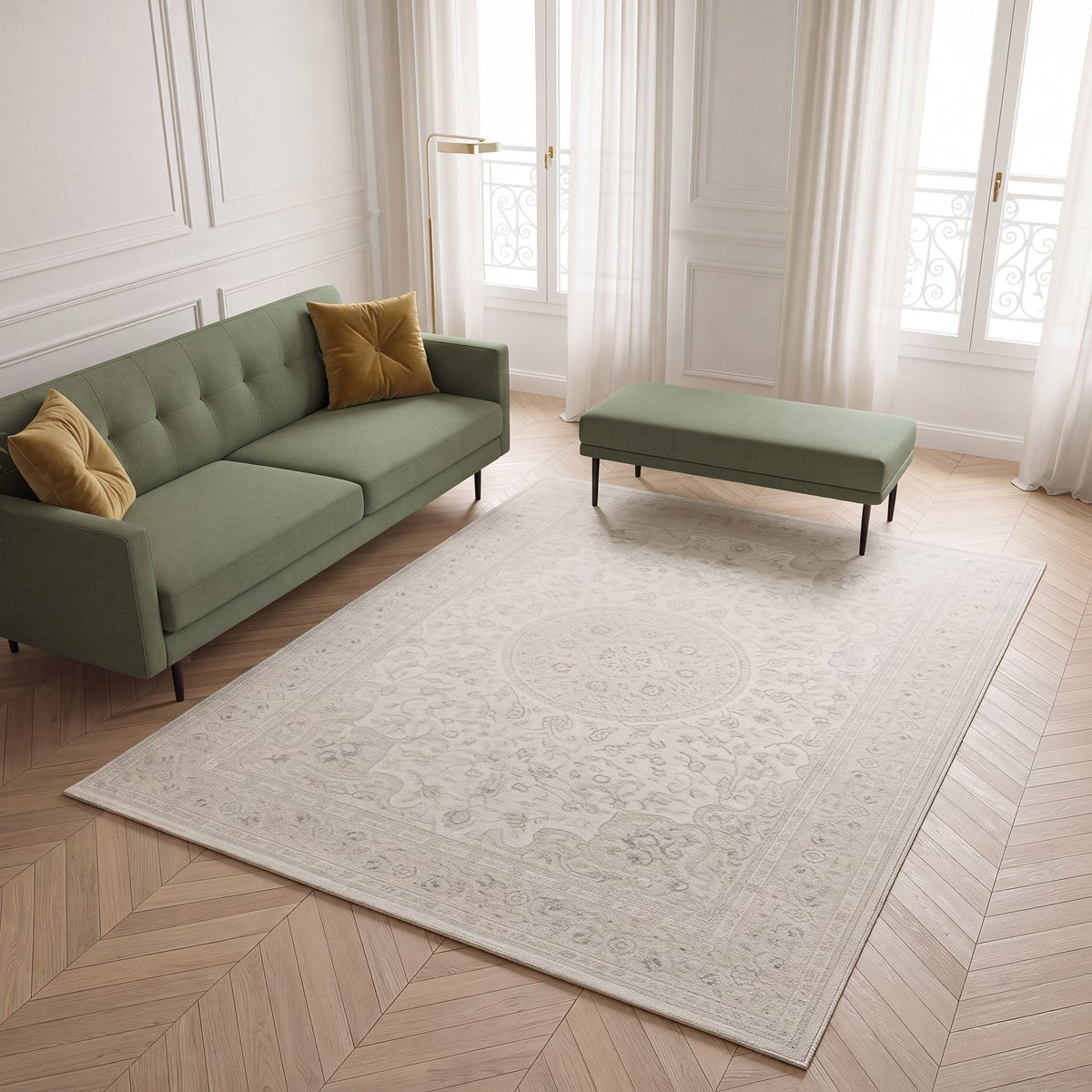 Tapis velours à poil ras TOPKAPI beige sable, AFK LIVING