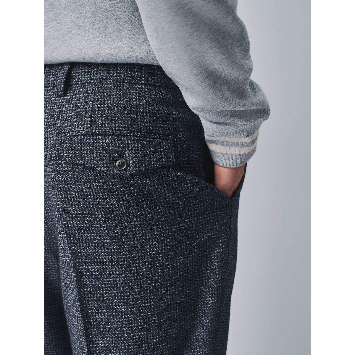 Pantalon de costume ajusté pied-de-poule bleu marine, NEXT