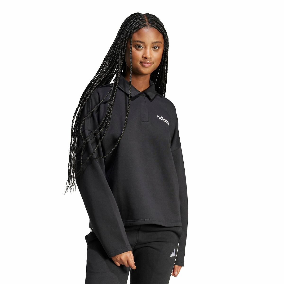 Sweat col polo Essentials Linear noir, ADIDAS SPORTSWEAR