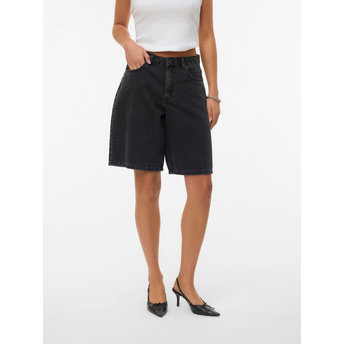 Short En Denim black denim 1, VERO MODA
