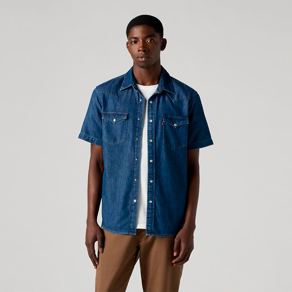 Chemise denim manches courtes Western bleu moyen, LEVI'S