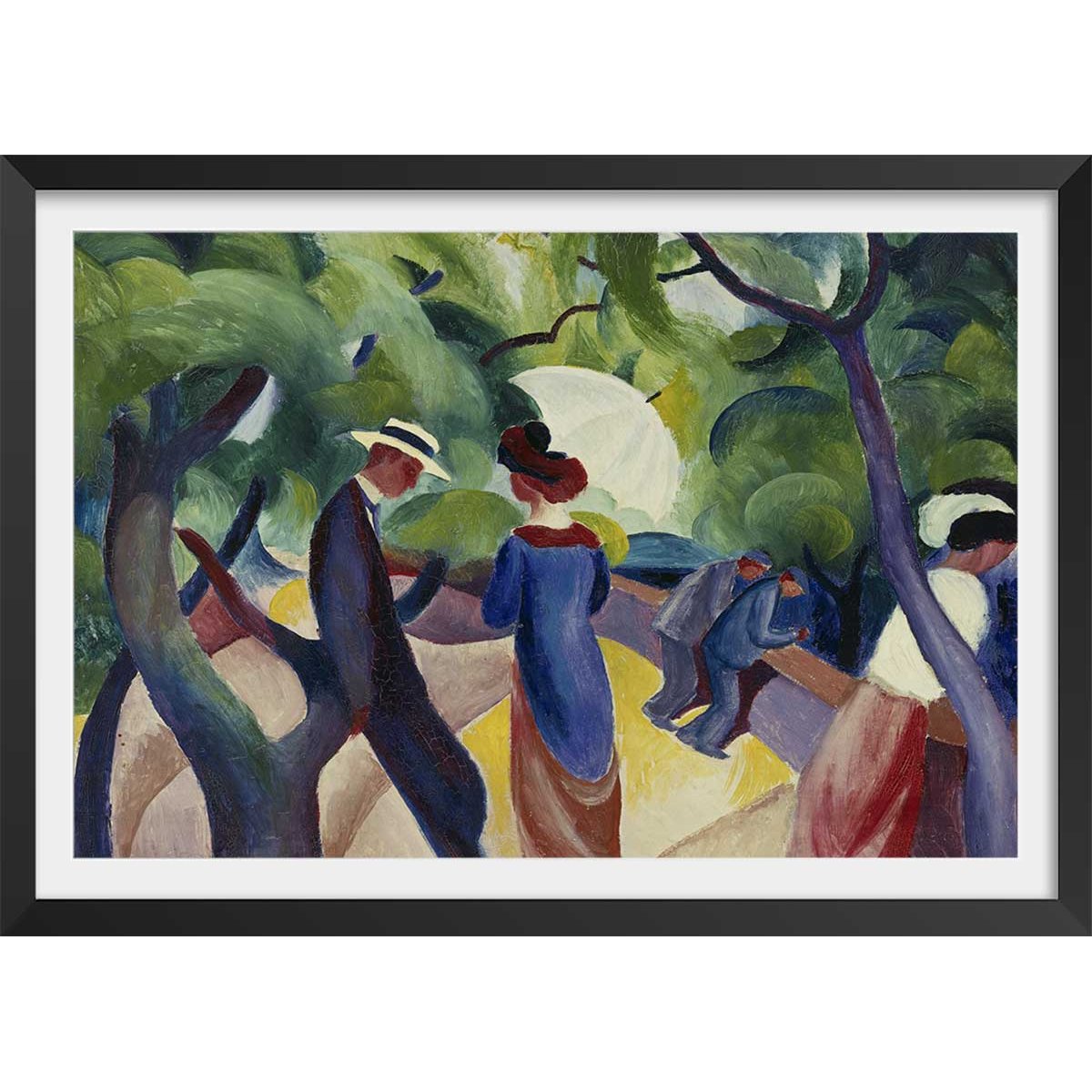 Poster Promenade- Macke August affiche + cadre en bois - noir, HEXOA