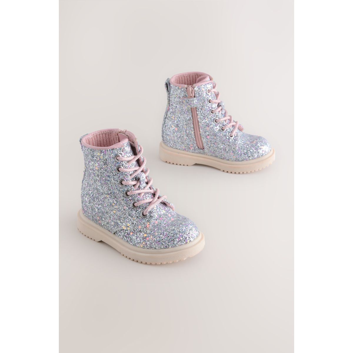 Bottines à lacets argent, NEXT